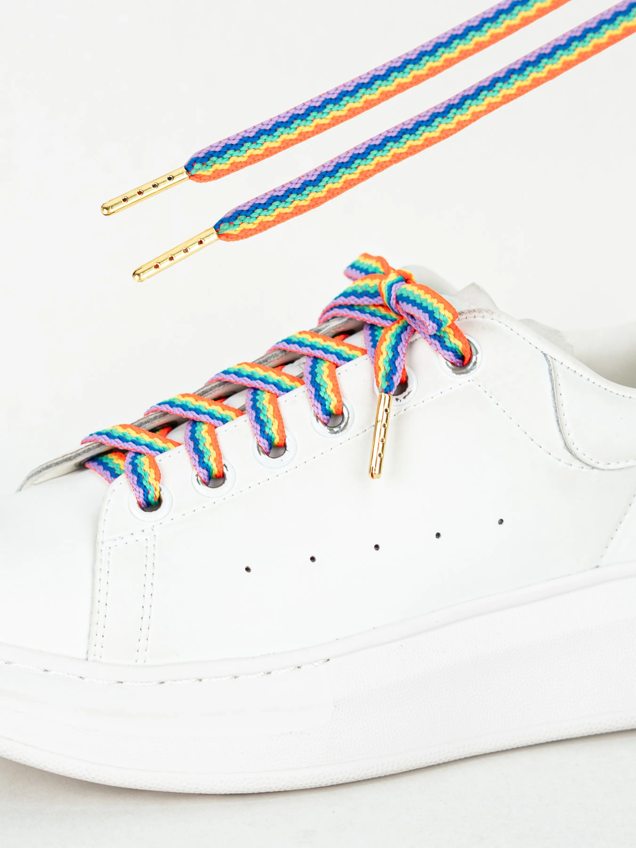 Pair Pack Metal Head 3D Blue Rainbow Style Shoelaces, Ladder Laces, Casual Daily Use Shoe Laces, Fashionable and Durable Boot Straps, Sneaker