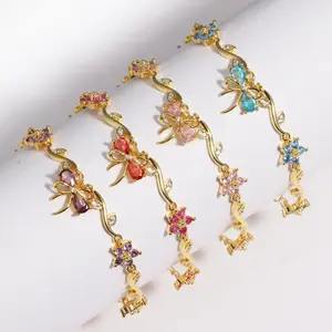 Cute, sweet, and exquisite zircon bow and leaf bracelet, creative and versatile, with a high-end feel, for women