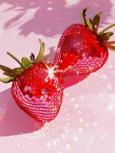 5D DIY Full Drill Diamond Painting Kit Sparkling Disco Ball Strawberries Art Craft for Adults Home Wall Decor