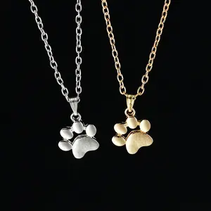 Dainty Pet Paw Print Necklace for Women Men, 18K Gold/Silver Plated Dog Cat Paw Pendant Necklace, Adjustable Tarnish Resistant Hypoallergenic Pet Lover Memorial Gift Jewelry