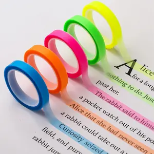 5 Rolls Highlighter Tapes, 0.23inch x 16.4ft Colored Transparent Fluorescent Neon Removable Tape for Students Teachers Reading Taking Notes at Class Home Office