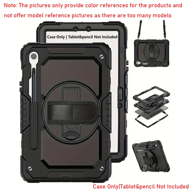 Applicable to Samsung A11/A9/A11+/A9Plus/S series tablet case, Tablet casing, anti-drop silicone rotatable Galaxy Tab S10 FE/S9 FE11 2025/2023 - anti-slip, scratch-resistant, adjustable stand and wristband