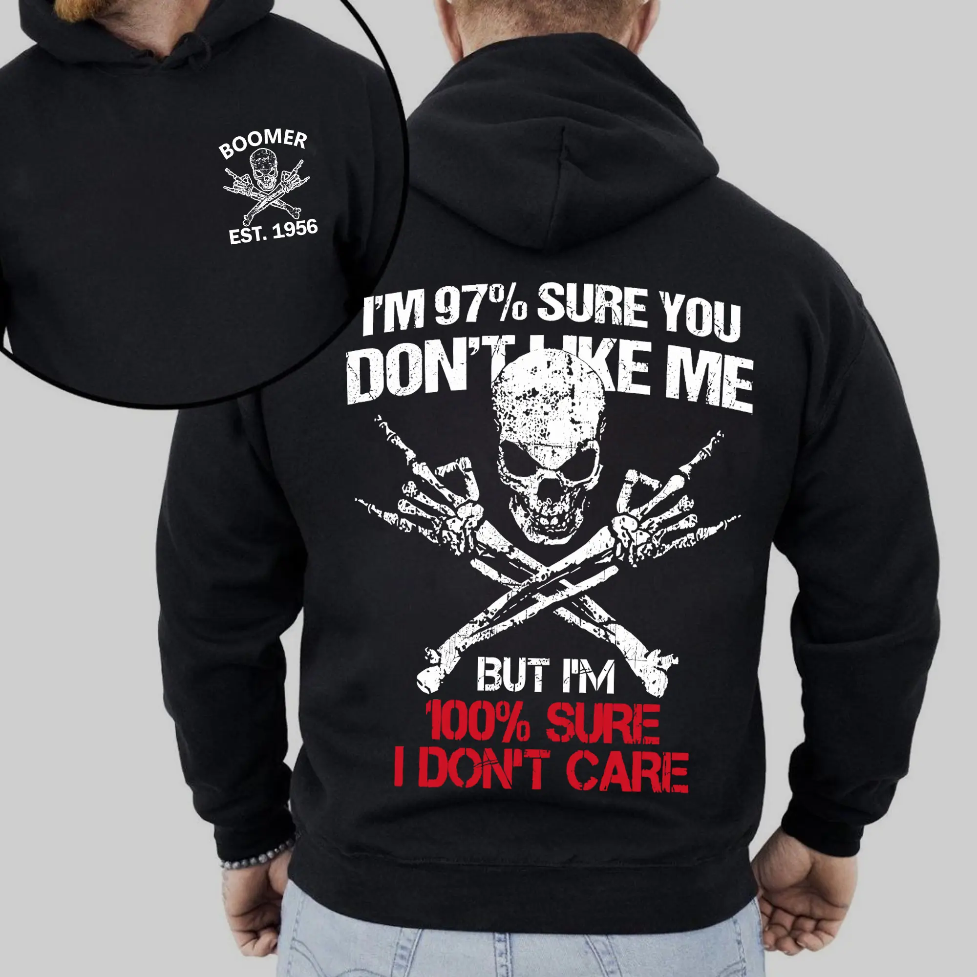 [Made in USA] Unisex Soft Casual 2-Sided Skull Hoodie - Love-Infused Sarcastic FAFOT Print, Stretch Fleece, Funny Generation Quote, Jet-Themed, Pocket, Baby Boomer Custom Year, Street Style Top Perfect Gift, Classic, Stylish, Sweatshirt, Cotton, Day, Vale