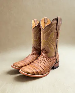 Light Brown Caiman Belly  | Men's Cowboy Boots Square Toe