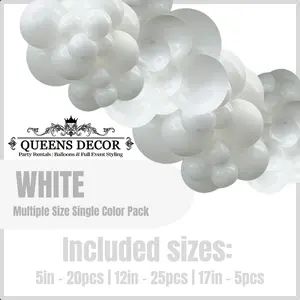 White  Balloons Packs multiple sizes 5", 12", 17", and more base on selected package