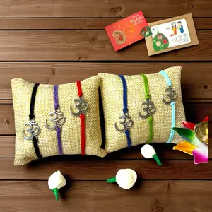 Om Designer Rakhi Bracelet Set | Handmade with Roli Chawal & Greeting Card | Raksha Bandhan Celebration | Cherish Love & Protection