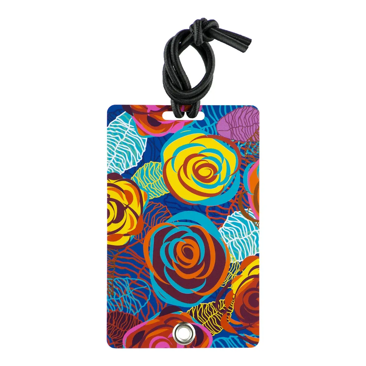 212 MAIN PVC Luggage Tag - Stylish Design, Credit-Size Hidden Slot, Elastic Bungee, Rivet Fastener, Secure Closure - for Backpacks, Pet Carriers (Blossom)