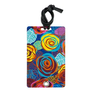 212 MAIN PVC Luggage Tag - Stylish Design, Credit-Size Hidden Slot, Elastic Bungee, Rivet Fastener, Secure Closure - for Backpacks, Pet Carriers (Blossom)