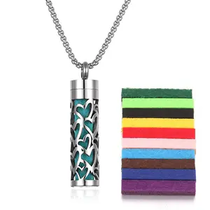 Charming Heart Pendant Necklace: Essential Oil Diffuser with 10 Colorful Cotton Pads