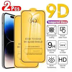 2pcs full coverage 9D Ultra HD Protective Screen Protector for iPhone 17 Pro Max/17 Air/17/16/15/14/13/12/11 Pro/Pro Max/Plus/Mini/X/XS/Xs Max/XR,Offer Protection Against Scratches And Imp,Bubble-Free Installation,Case Friendly