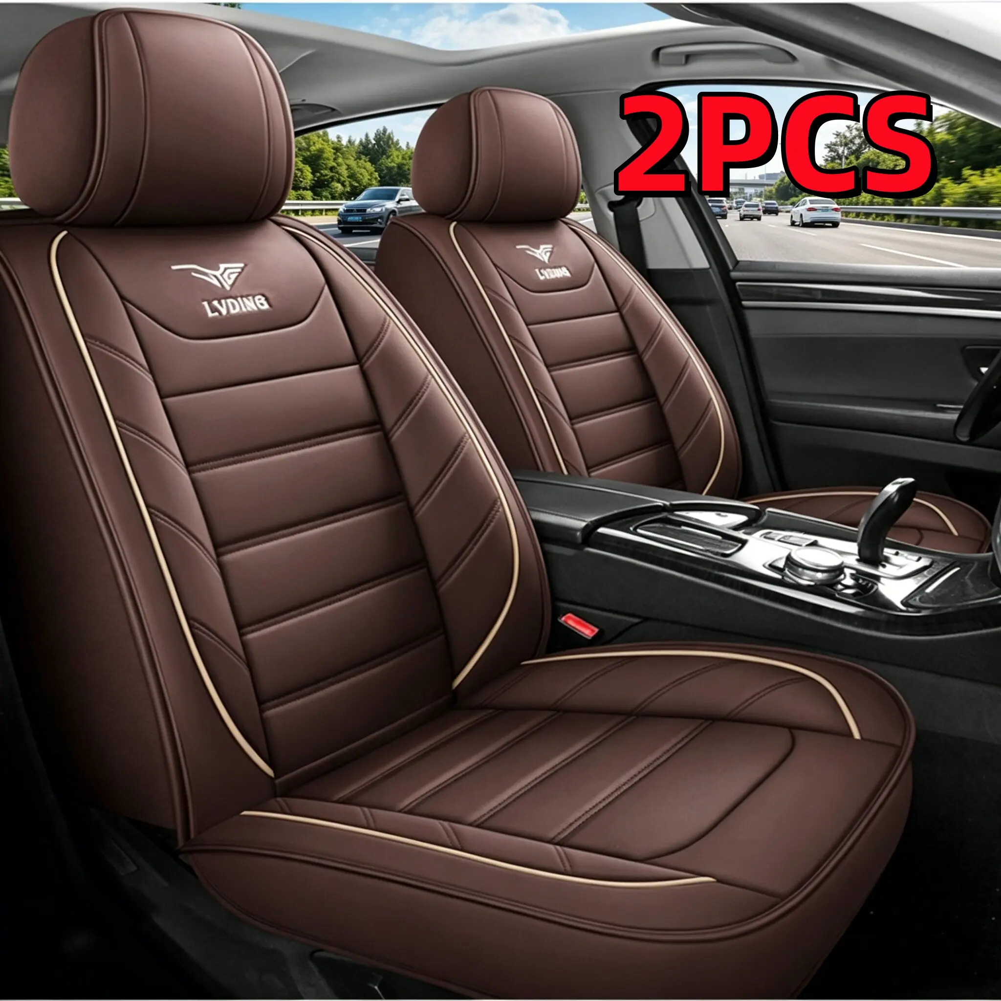 2PCS Full Leather Universal Car Seat Covers , Waterproof Comfortable Seat Protector for Most Cars SUVs, Car Seat Covers Front Seats, Seat Covers For Cars