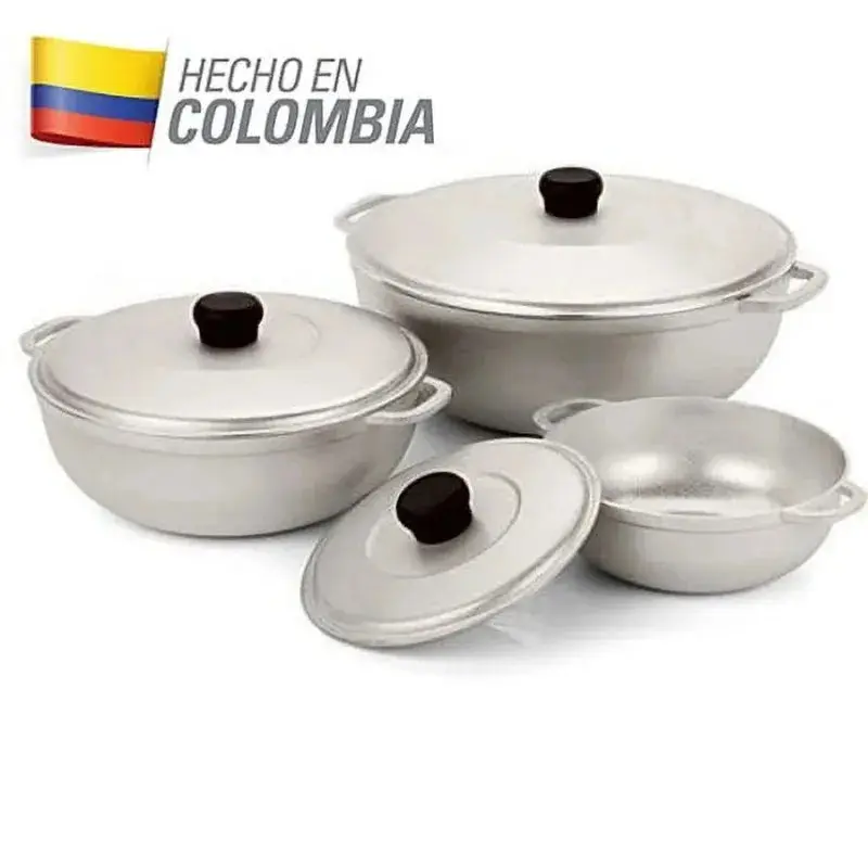 Imusa 3-Piece Colombian Cast Aluminum Dutch Oven Set with Lids - Premium Non-Stick Kitchen Cookware, Durable Aluminum Pots Set for Family Feasts