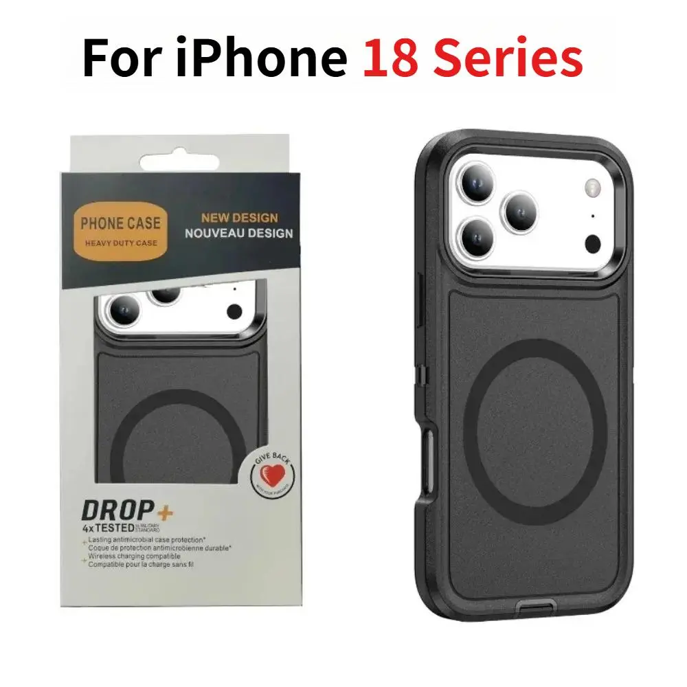 3IN1 Heavy Duty Otter Armor Box Phone Case for IPhone 18 17 Pro Max Air 16 15 14 Plus for MagSafe Wireless Charging Rugged Cover