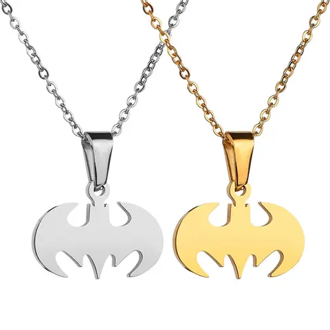 Bat Necklace for Men Women Stainless Steel Gold Silver Lightweight Trendy Cool Men's Bat Pendant Necklace Non Tarnish Waterproof Non Tarnish Jewelry Stylish Y2k Emo Accessories Christams Birthday Gift for Woman Man Him Her GF BF