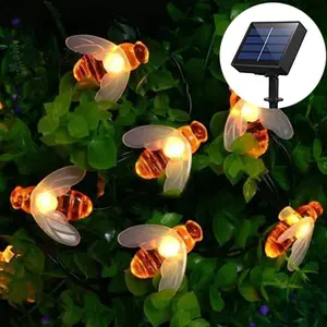 Solar Bee String Lights 20/30/50/100 Leds, 8 Modes Cute Waterproof Outdoor Decorative Lights, Starry Fairy Lamp for Wedding Garden Party Christmas Tree Decor, Garden Decorative Lighting, Yard Lighting, Solar Landscape Lights