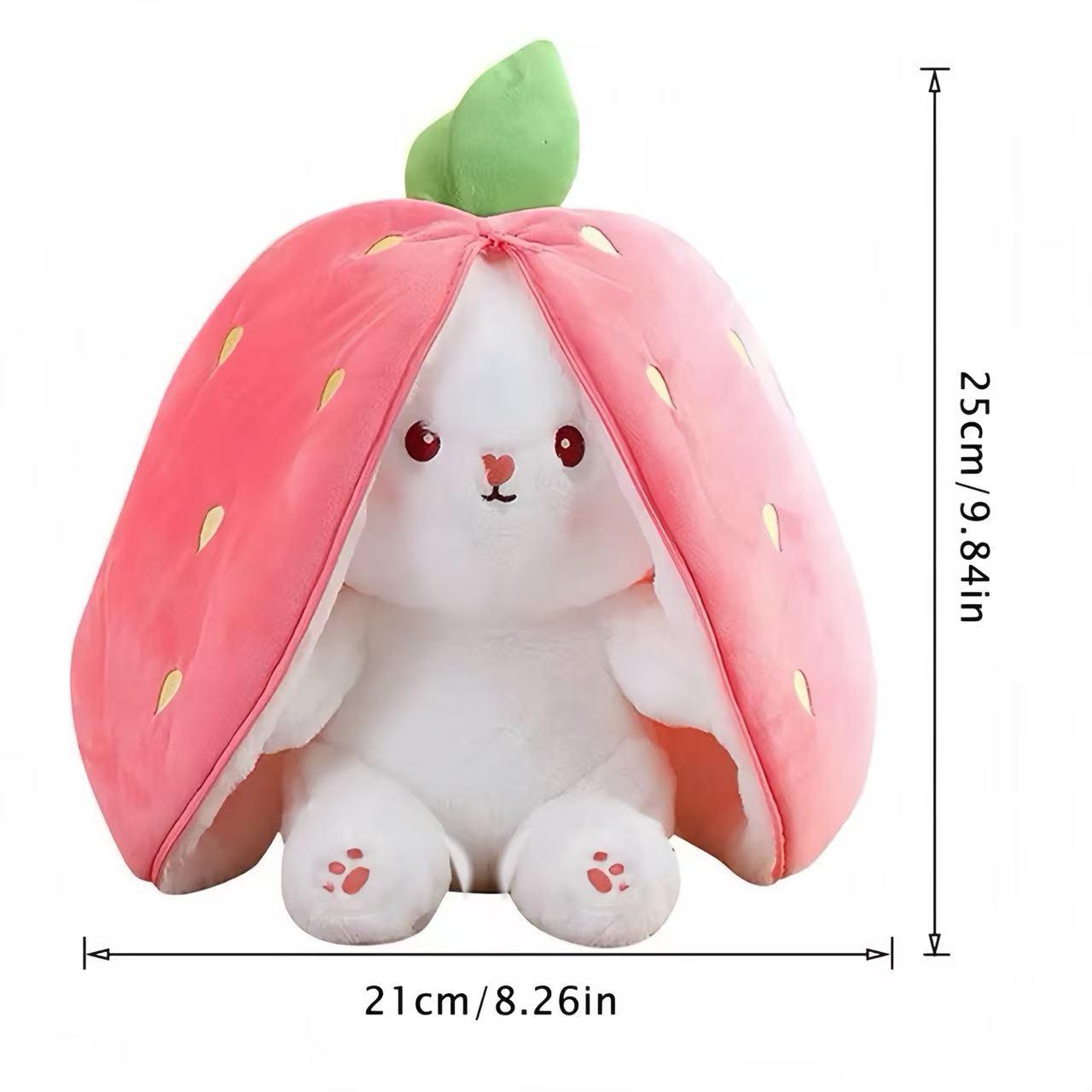 Cute Strawberry Bunny Plush Toy Soft Kawaii Stuffed Animal Gift for Kids Girls Hug Pillow Bed Decoration Birthday Present Furry Friends Plush Doll Animal Gift for Kids Girls Hug Pillow Bed Decoration Birthday Present Furry Friends Plush Stuffed Animal