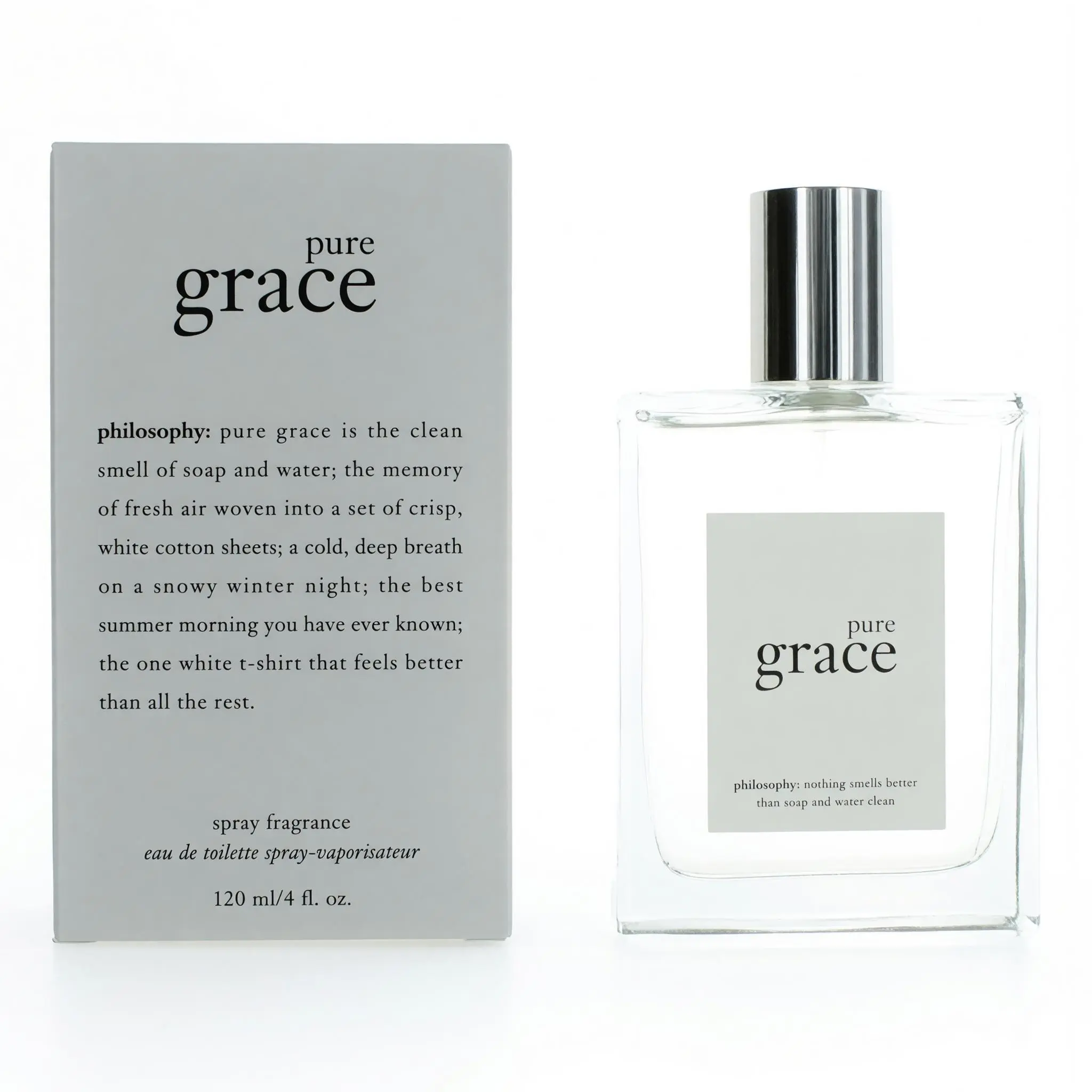 Philosophy Pure Grace Eau De Toilette, 4 oz Women's Perfume Spray, Soft Floral Musk Scent for Feminine Energy, Floral Scent Women's Fragrance