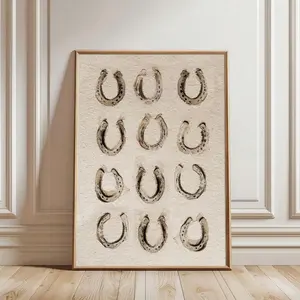 1pc Unframed Western Horseshoes Canvas Poster Vintage Cowboy Cowgirl Rustic Wall Art Print Minimalist Aesthetic Decor Retro Painting For Dorm,Living Room,Bedroom,Modern Home Decoration