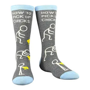 Men's How to Pick Up Chicks Socks Funny Easter Gift Footwear Funny Graphic Socks Comfortable Fitted Spandex Cotton