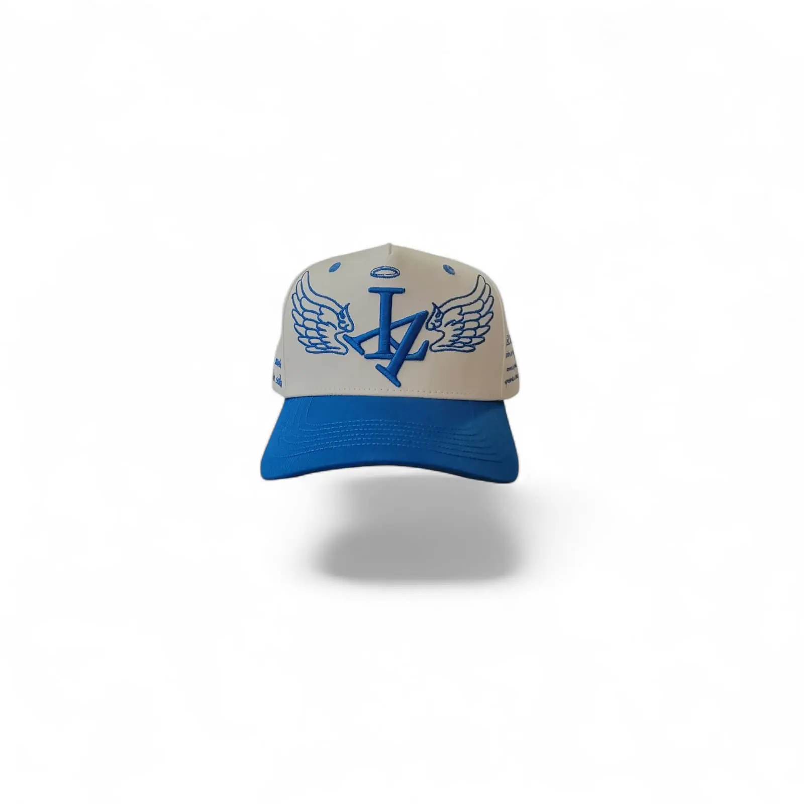 LA Vibes Hat Urban Trends Brands Angelic Style Blue Beige 45 Degree L A Letters Wings California Love 3D Logo