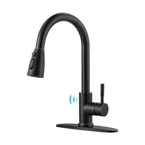 WOWOW Traditional Style Single-Handle Touchless Sensor Kitchen Faucet, Stainless Steel Oil Rubbed Bronze Pull Down Pull Out Sprayer Tap, Pull Out Faucet