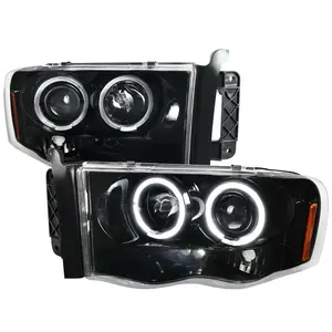 2002-2005 Dodge RAM 1500/ 2003-2005 RAM 2500 3500 Dual Halo Projector Headlights (Jet Black Housing/Clear Lens)