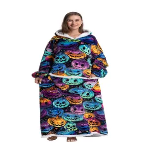 Extra Long Oversized Blanket Hoodie, Cozy Hooded Blanket, Soft Wearable Giant Sweatshirt with Sleeve Pockets, Casual Unisex Winter Clothing, Soft Warm Blanket