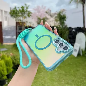 Hot Fashion Laser Gradient Magnetic Lanyard Shockproof Case for Samsung A55 A16 A54 A53 A35 A25 A15 A56 A36 A26 5G Magsafe Cover