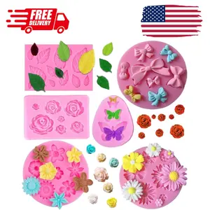 Flower Fondant Silicone Molds Leaf Bow Bowknot Daisy Butterfly Cake Candy Mould