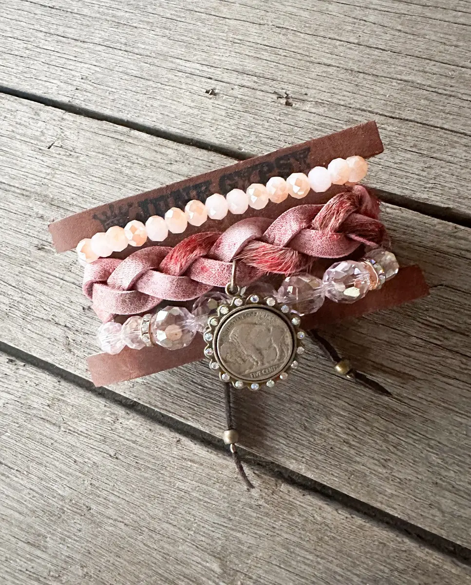 Pink Braid Stacker Bracelet Set