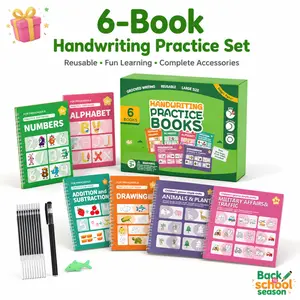 Back to School Learning Kit for Preschool Kids | Magic Reusable Writing Practice Books with Pen, Alphabet Numbers Drawing Tracing Activities, Montessori Early Learning, Screen Free Learning Toy, Fine Motor Skills, Kindergarten Supplies