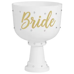 "Bride" Gemstone-Accented Goblet Cup, White, 26 oz
