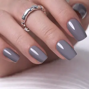 Sleek Slate Gray Press-On Nails | CurvLife Nail | 30pcs Short Square Fake Nails | Glossy Finish with Smooth Luster & Cool Tone | Easy to Apply, Comfortable & Long-Lasting | Perfect for Daily Journeys, Work Conferences, Gala Dinners & Formal Gatherings