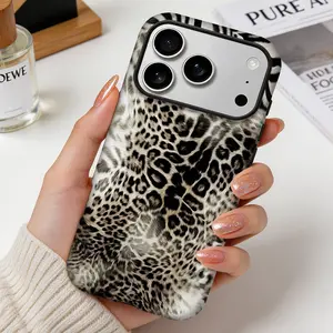 Wild Leopard Print iPhone Case, Fuzzy Animal Pattern Phone Cover, Y2K Baddie Shockproof Case for iPhone 11-17 Pro Max FLLM260508003 Military Grade Rotating Camera