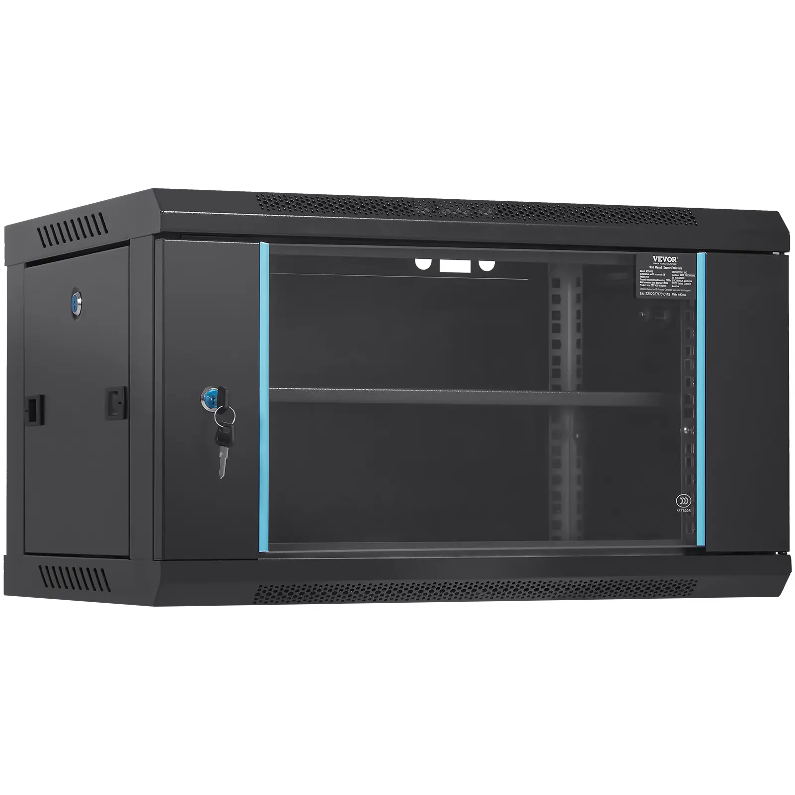 【summerfinds】VEVOR 6U Wall Mount Network Server Cabinet, 15.5'' Deep, Server Rack Cabinet Enclosure, 200 lbs Max. Ground-mounted Load Capacity, with Locking Glass Door Side Panels, for IT Equipment, A/V Devices, Compact Space-Saving Cabinets, Heavy-Dut