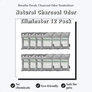 Natural Charcoal Odor Eliminator (12 Pack) | Removes Smells from Shoes, Car, Closet & Fridge Fragrance Aroma Reusable