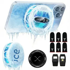 2026 New 4-in-1 Mobile Phone Cooler with  AI Mode Magnetic Semiconductor 3 Speeds LED Display Compatible iPhone Android 6 Gaming Finger Sleeves,Mobile phone cooling pad for Free Fire, PUBG, and CODM