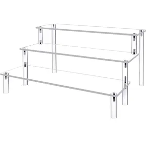Acrylic Display Risers,Clear Shelf 3 Tier Cupcake Display Stand Steps for Food Desserts Stand Perfume Organizer Funko POP Collections，Small Mini Display Stand for Organizer and Decoration(12x8x6Inch) Racks