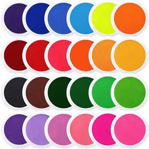 7" Large Round Craft Ink Pads- 24 Colors Rainbow DIY Fingerprint Ink Pad Stamps Partner Washable Color Painting Card Making Stamp Pad for Kids Rubber Stamp Crafting Paper Wood Fabric Scrapbook