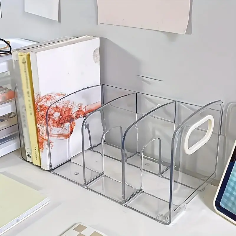 Desk Bookshelf, 1 Count Desktop Transparent Storage Box, Workstation Organizing Books and Files Storage Rack, Desk Organizer Tidy for Home Office