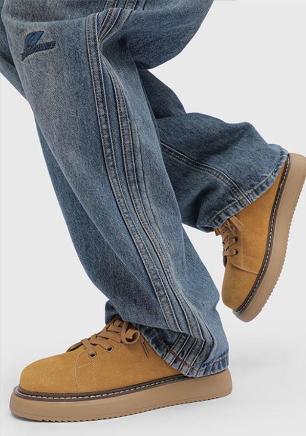 Vintage Workwear Icon: Camel Suede Platform Casual Shoes