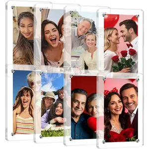 Set of 8 Magnetic Picture Frames, Mini Picture Instax Frames, Magnetic Frames for Refrigerator, Acrylic Instax Photo Frame, Magnetic Picture Frames for Trading Cards/Super Bowl