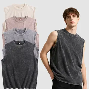 Vintage Washed Tank Top 100% Cotton Sleeveless Oversized Muscle Tee for Men Women Casual Summer Beach Gym Workout Streetwear Soft Breathable Essentials