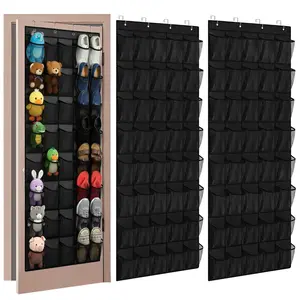 Hualleko 2PCS 40-Pocket Over the Door Shoe Organizer, Hanging Shoe Rack for Closet Door,Shoes Storage Holder Hanger with Large Mesh Pocket for Women Men Shoes,Flip Flops
