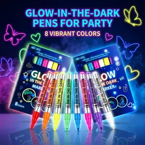 8 Colors Glow in the Dark Markers, Luminous Marker Pen, Absorbs Light, Glows Automatically in Dark, Reusable, Perfect for Nighttime Use