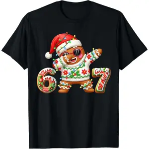 Funny Gingerbread Man 67 Ice Cream Christmas Boys T-Shirt Men's Fashion