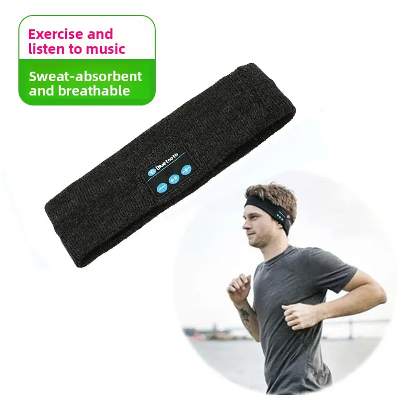 Wireless Bluetooth Sports Headscarf Headband - Sweat Absorbing, Rechargeable, Removable, Comfortable Universal Binaural Stereo Bluetooth Music Workout Headband for Running, Long-Lasting Use
