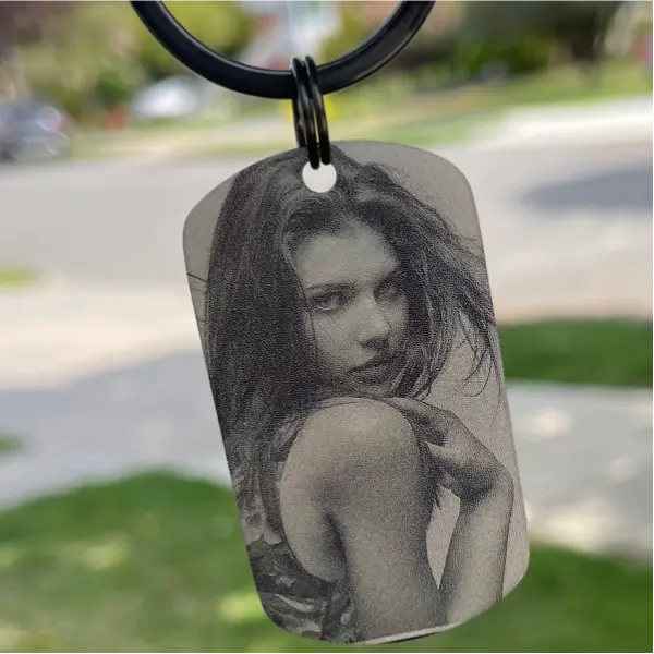 Customized Photo/ Text Engraving Keychain - Personalized Dog Brand Style Men, Boyfriend, Dad Keychain - Durable