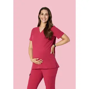 Maternity One Pocket Top Deep Rose