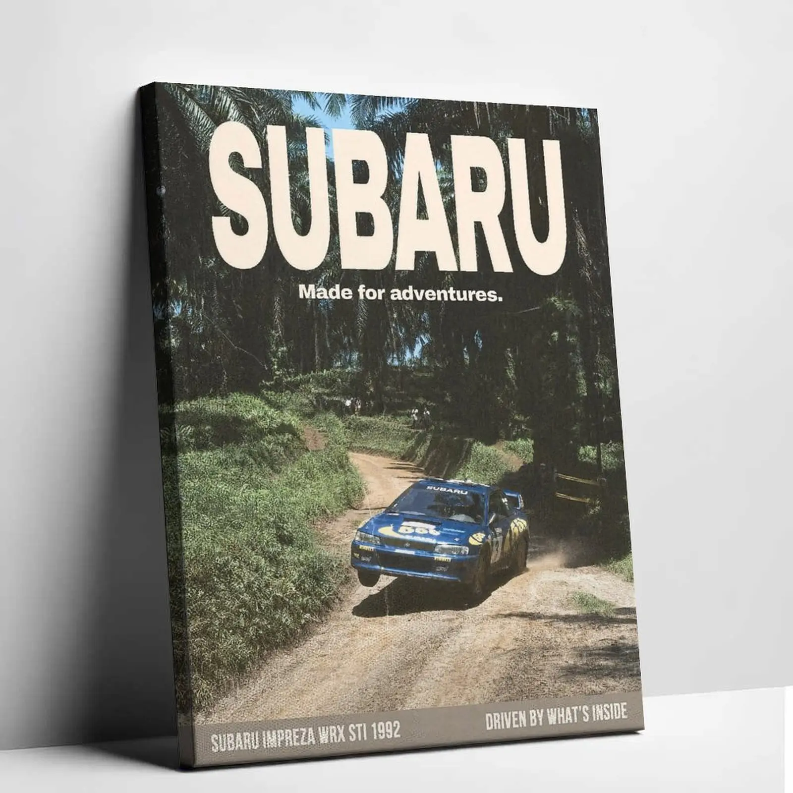 Car Poster Subaru Impreza WRX STi Inspired Canvas Painting Japanese Rally Legend Performance Poster Luxury Automotive History Graphics Print Home Office Studio Lounge Background Wall Hanging